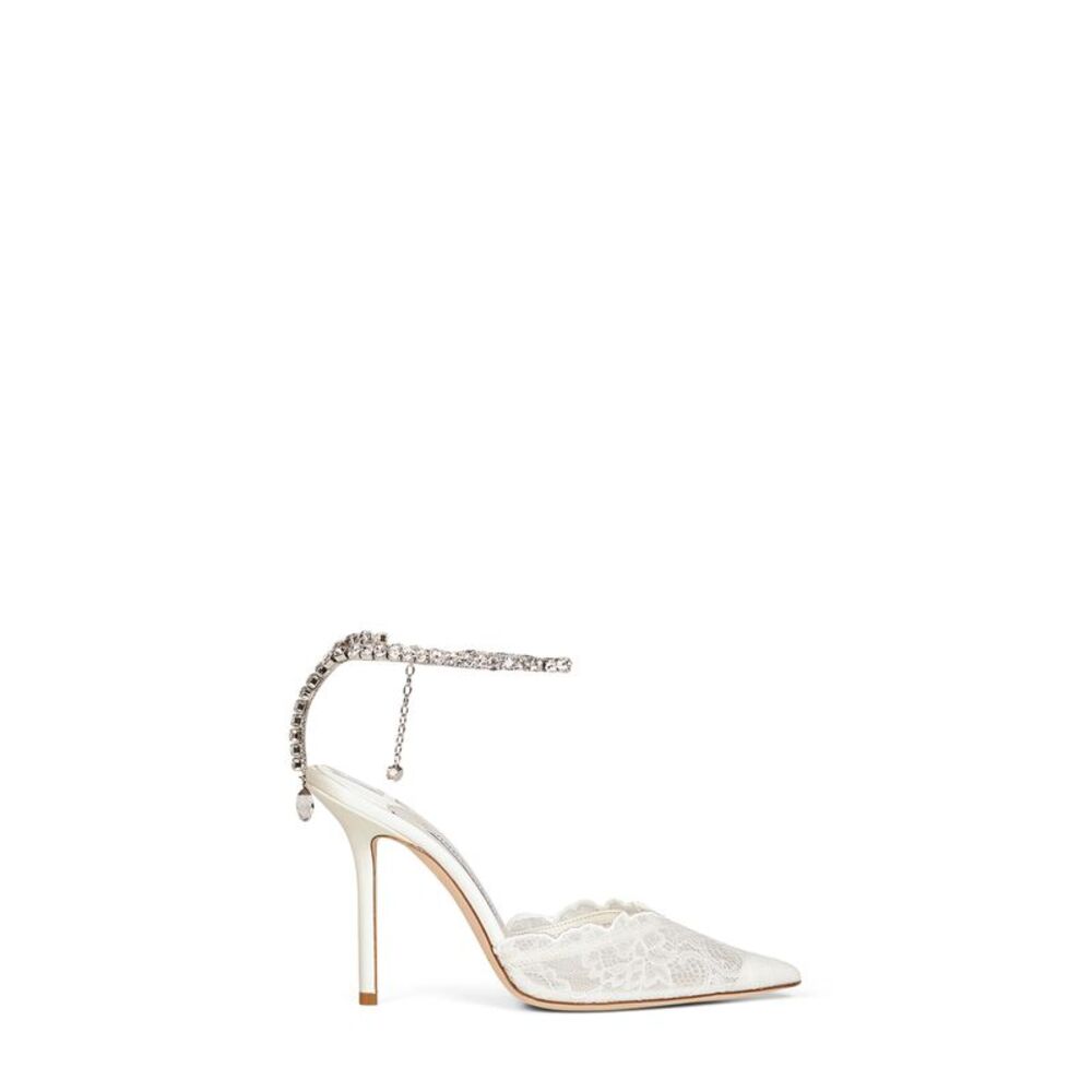 Jimmy Choo Women Ivory Lace Saeda 100 Pumps